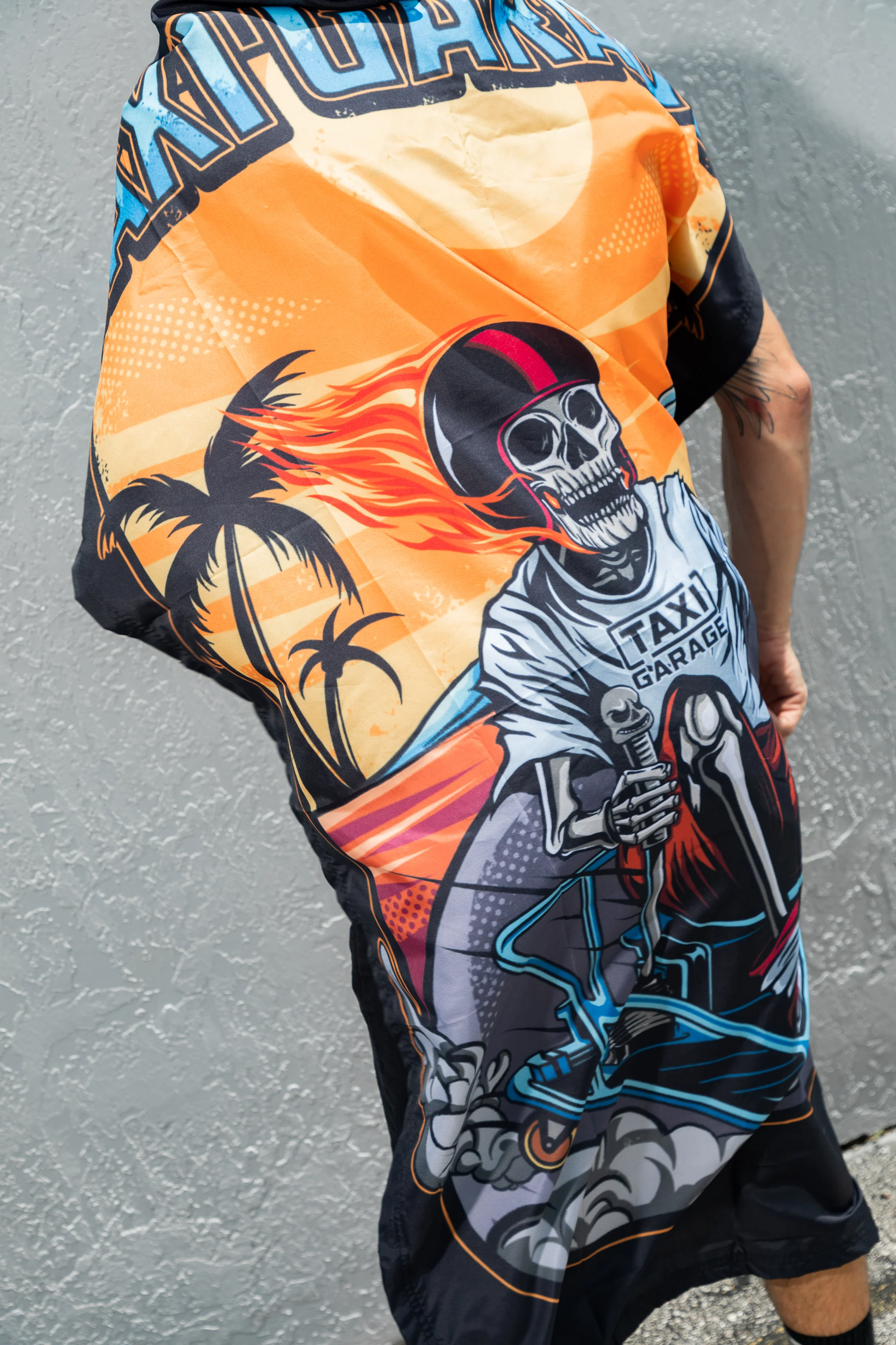 TAXI GARAGE Skull Rider Shop Flag 3x5 - Image 4